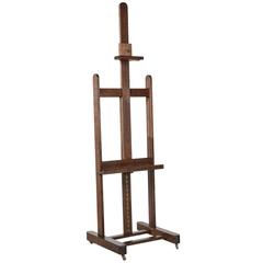 19th Century Solid French Oak Artist's Floor Easel , Adjustable