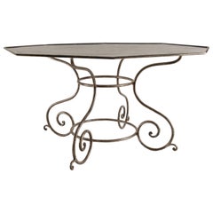 Antique French Steel and Metal Octagon Dining Table