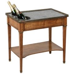 French Rafraichissoir Louis XVI Walnut Champagne Serving Side Table, circa 1880