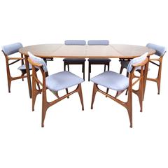 Mid-Century Modern Sculptural Italian Walnut Dining Set 5