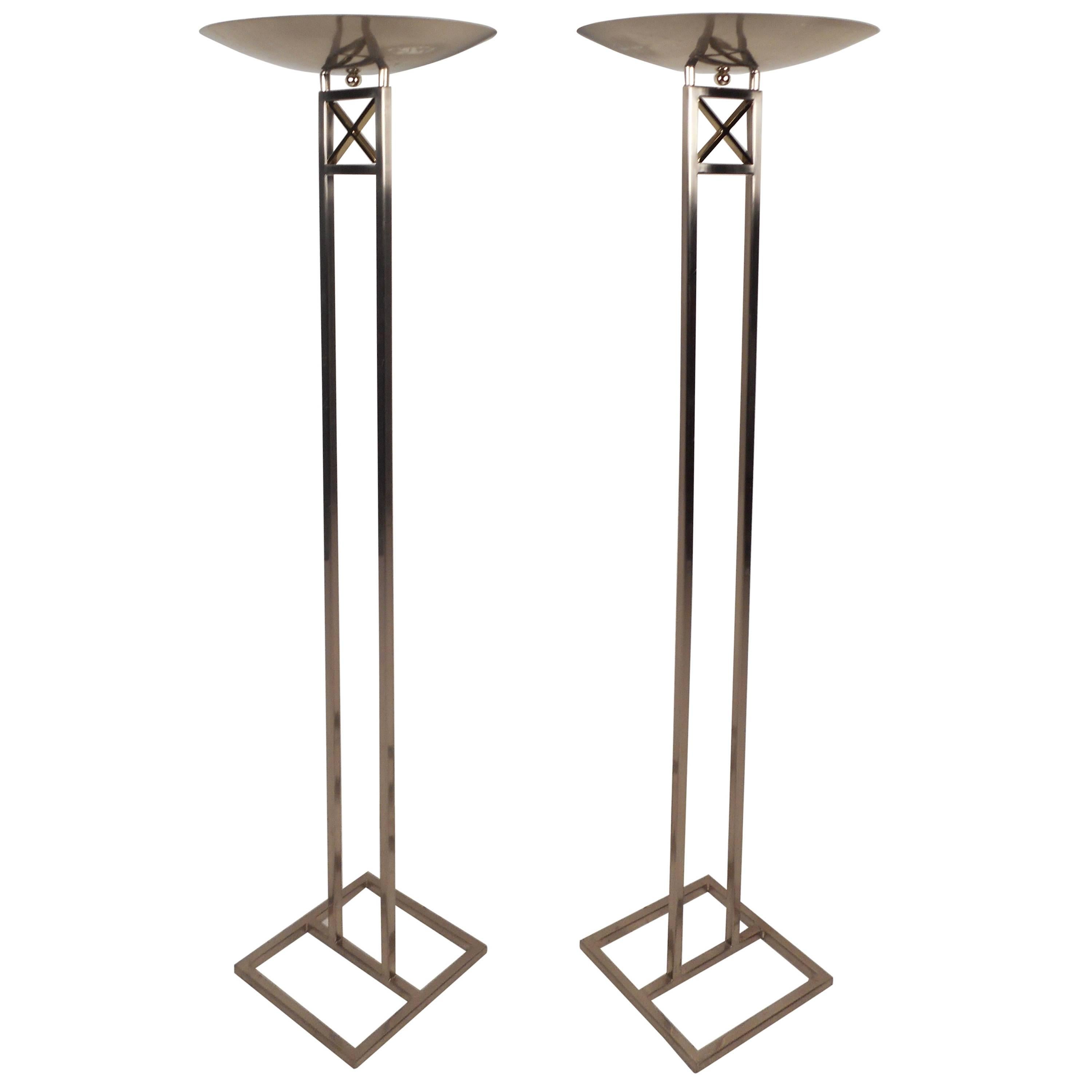 Mid-Century Modern Chrome Torchiere Floor Lamps For Sale