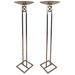 Mid-Century Modern Chrome Torchiere Floor Lamps