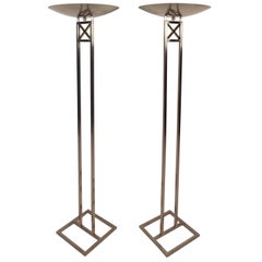 Vintage Mid-Century Modern Chrome Torchiere Floor Lamps