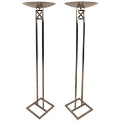 Mid-Century Modern Chrome Torchiere Floor Lamps 8