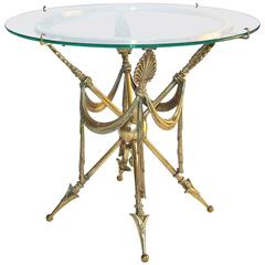 French Arrow Swag Neoclassic Brass End or Side Table 8