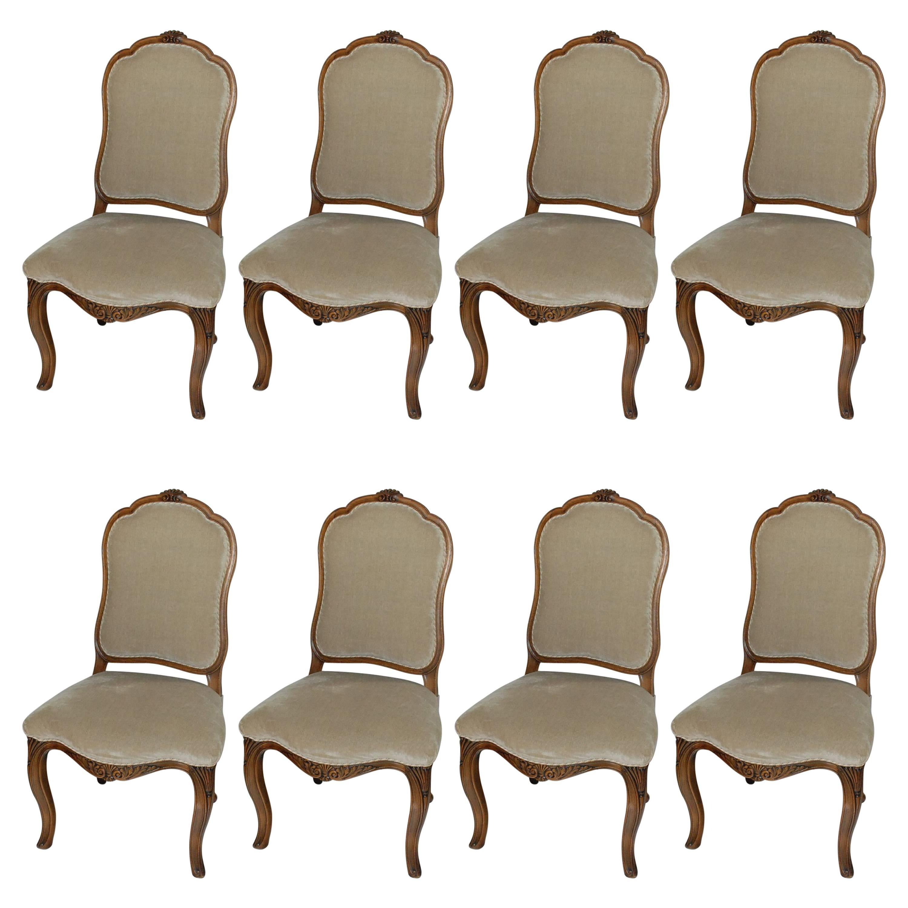 Set of Eight Italian Louis XV Style Dining Chairs