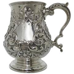 Late 19th Century Sterling Silver Pint Mug by Walker & Hall, Sheffeild 12