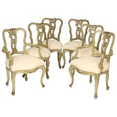 Set of Six Painted Italian Dining Room Chairs