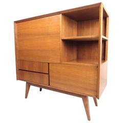 Mid-Century Modern American Walnut Drop Front Dry Bar 8