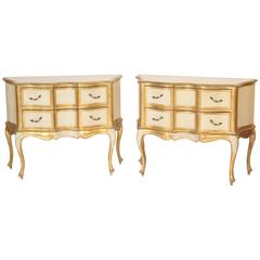 Pair of Painted and Partial-Gilt Italian Chests of Drawers