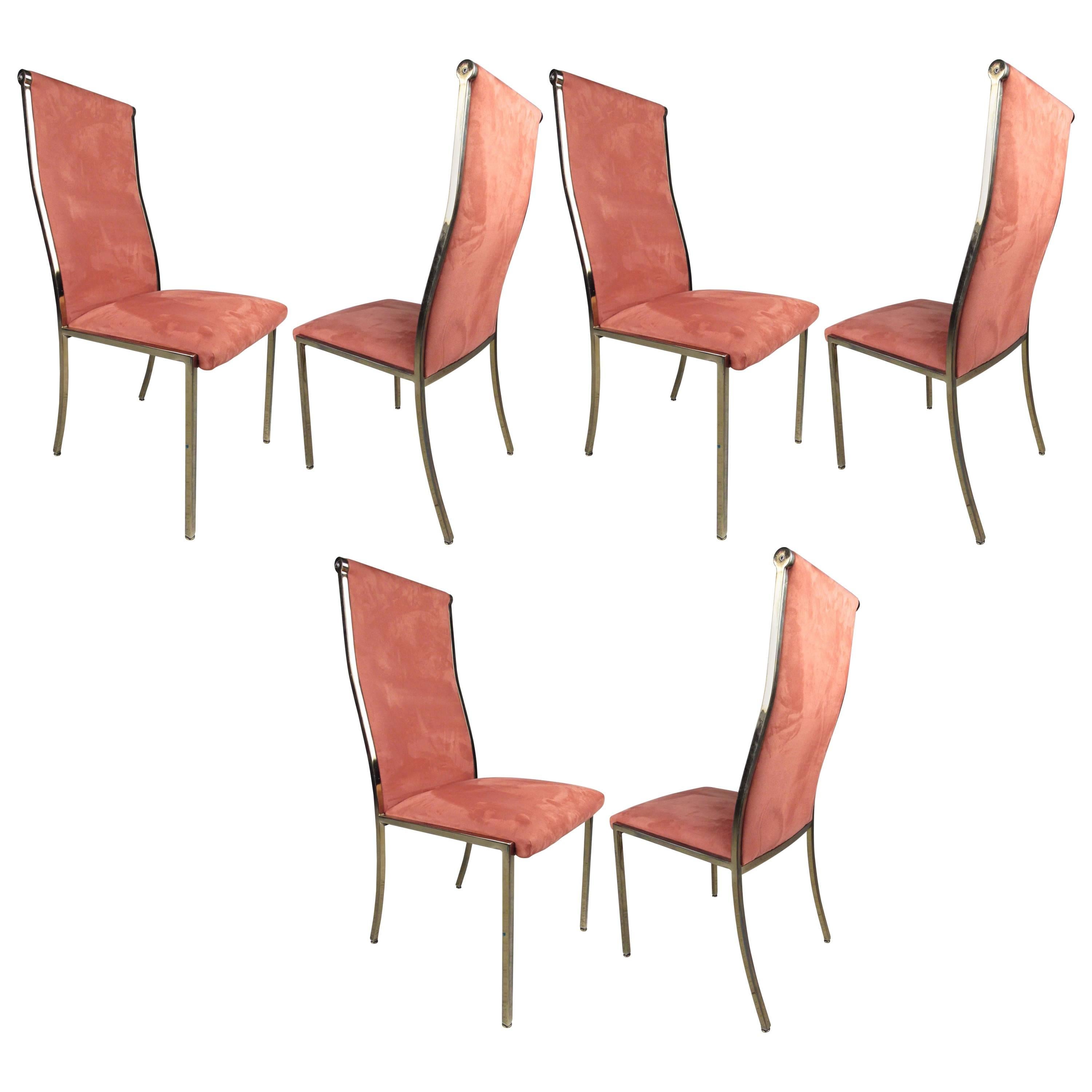 Set of Six Highback Brass Dining Chairs