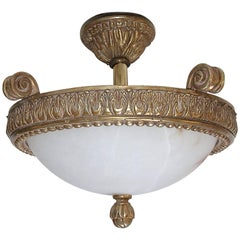 Giltwood Alabaster Pendant Ceiling Light