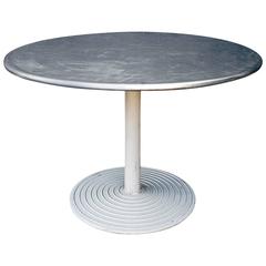 Vintage Round Stainless Cafe Table on Cast Aluminum Base, circa 1960s