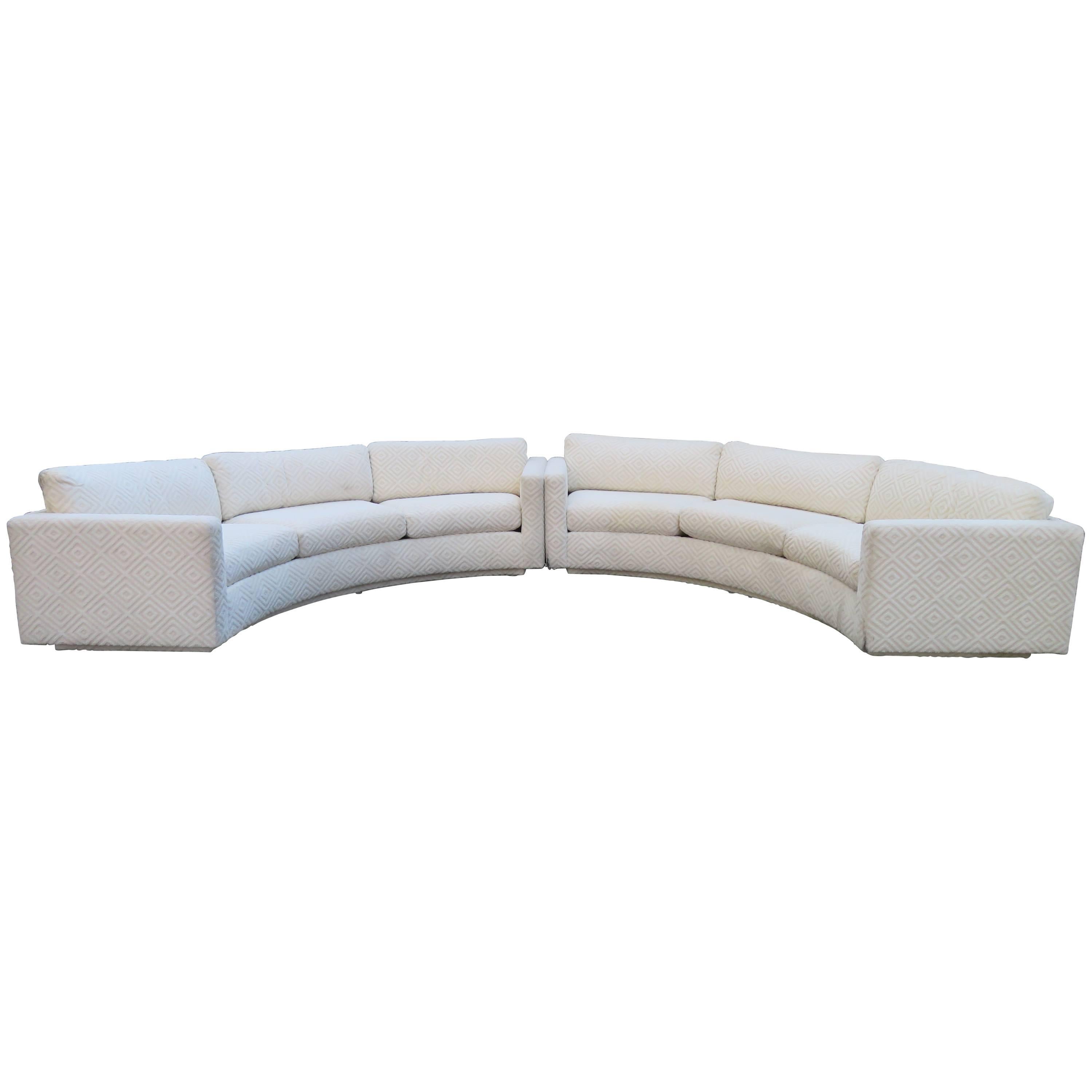 Fabulous Two-Piece Milo Baughman Circular Sectional Sofa, Mid-Century Curved
