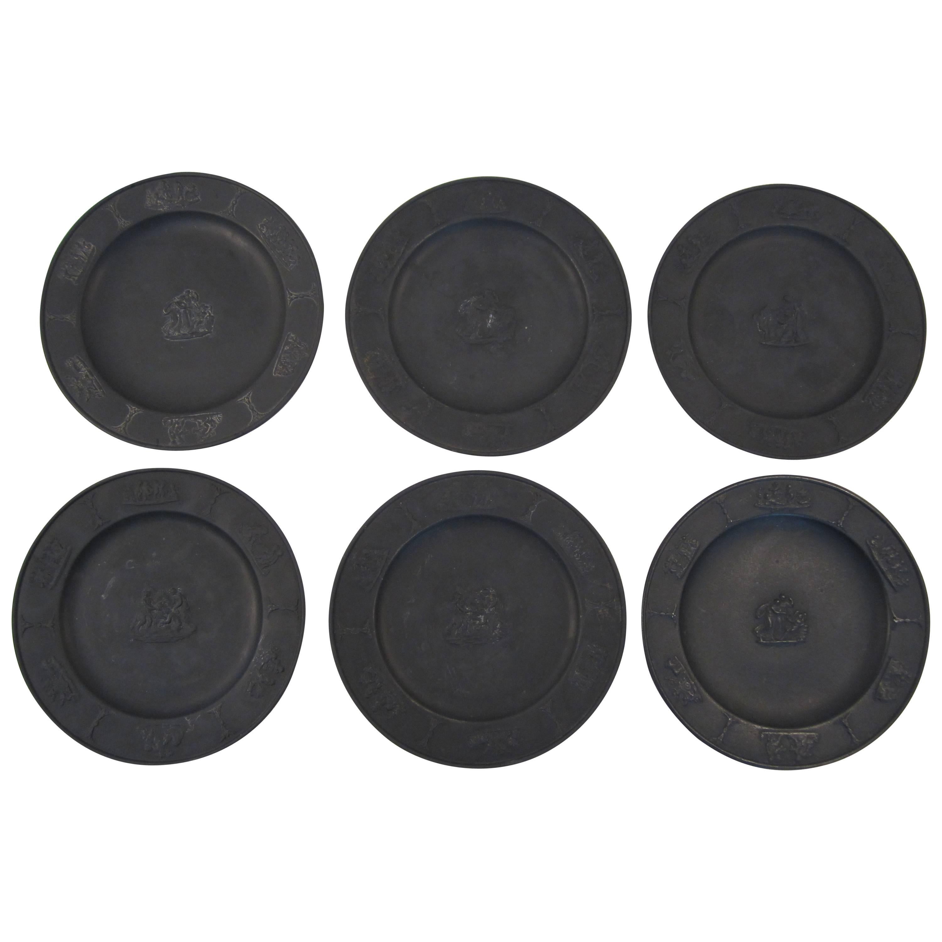 Set of Six Basalt Wedgwood Plates