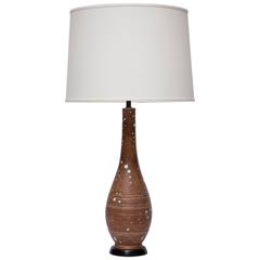 Brown Stoneware Lamp by Ugo Zaccagnini