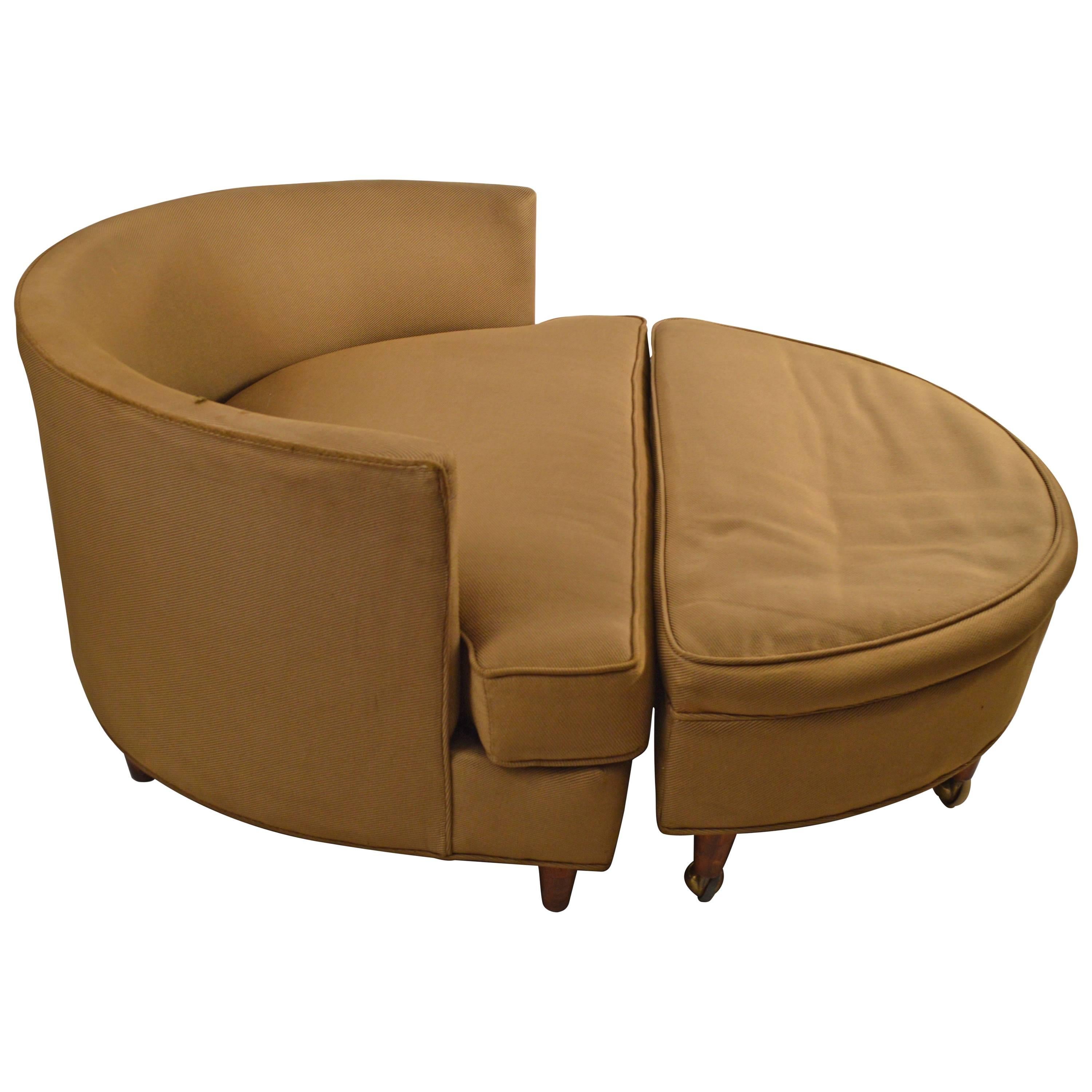 Large Circular Chair and Ottoman after Pearsall