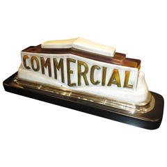 Art Deco Taxi Cab Lighted Sign in Molded Glass