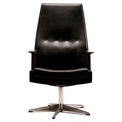 Scandinavian Rosewood and Leather Executive Desk Chair, 1960s 8