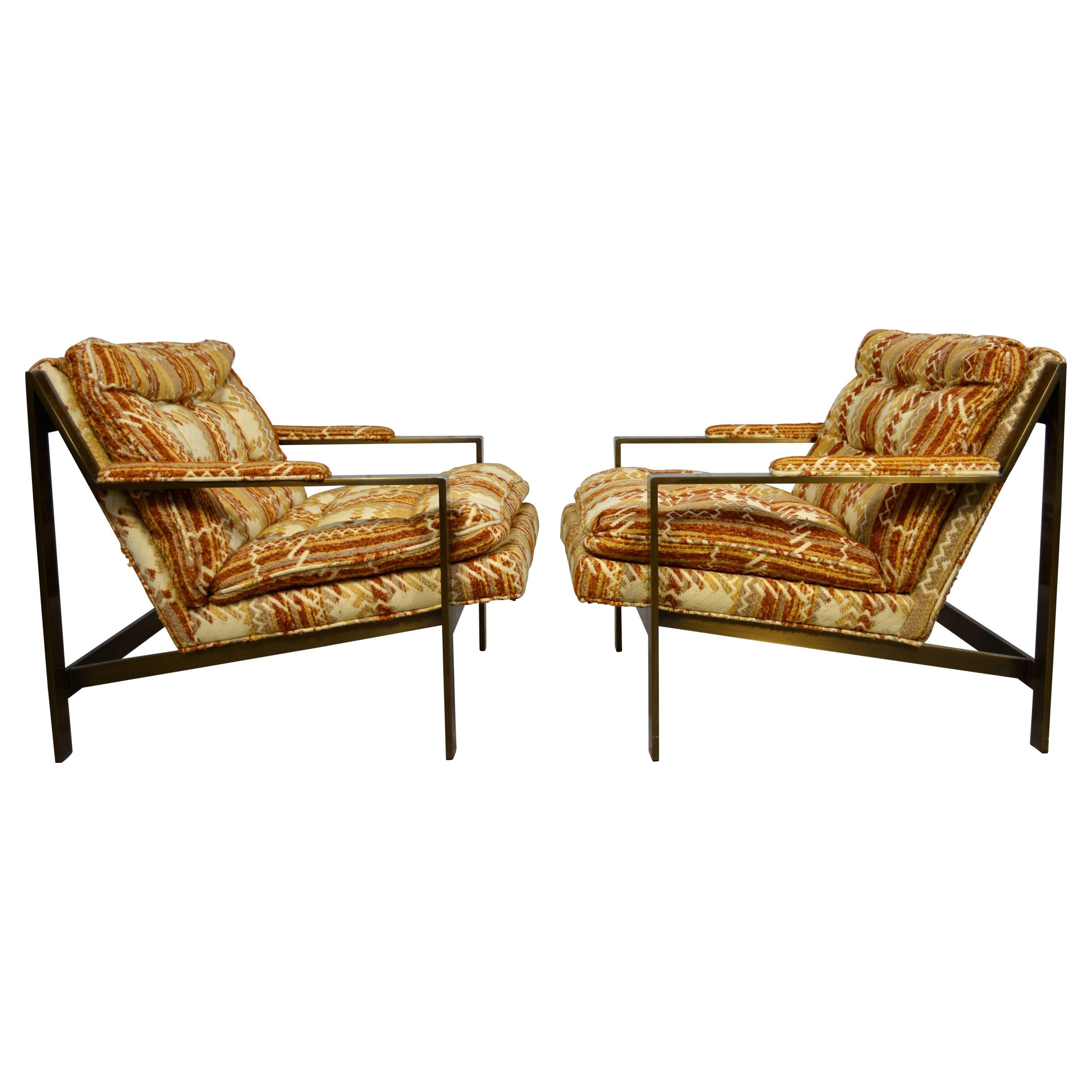 Bronze Frame Lounge Chairs by Cy Mann