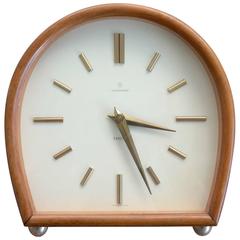 Vintage Junghans Table Clock "Exacta" Series in Teak and Brass with Alarm and Hour Chime