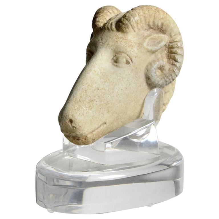 Roman Sculpture of a Ram's Head For Sale
