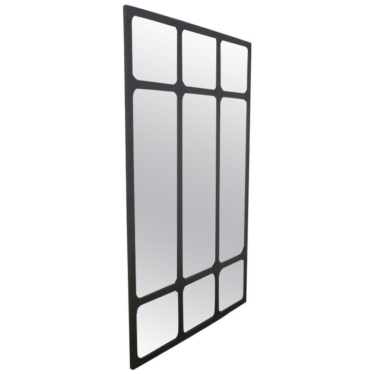Large Industrial Heavy Wrought Iron Mirror For Sale at 1stDibs