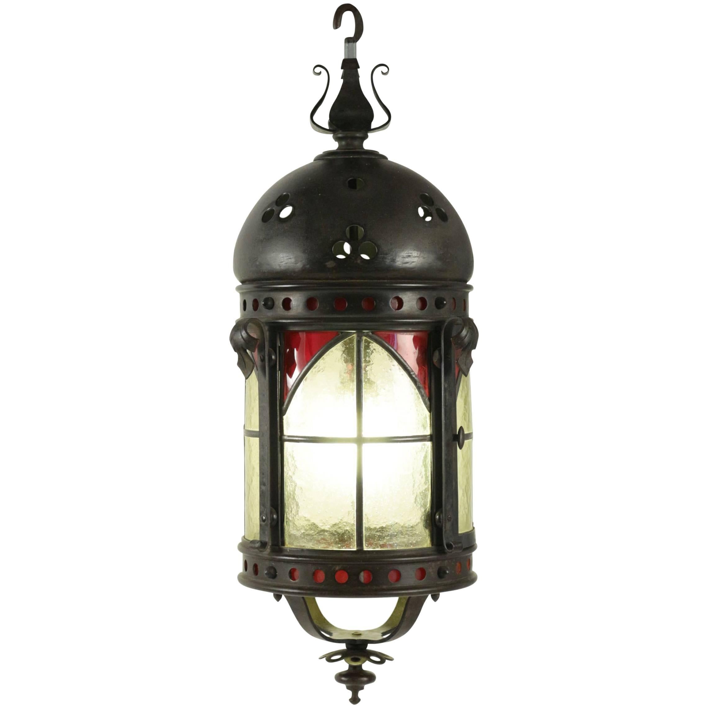 Gohic Single Light Lantern in Wrought Iron and Glass