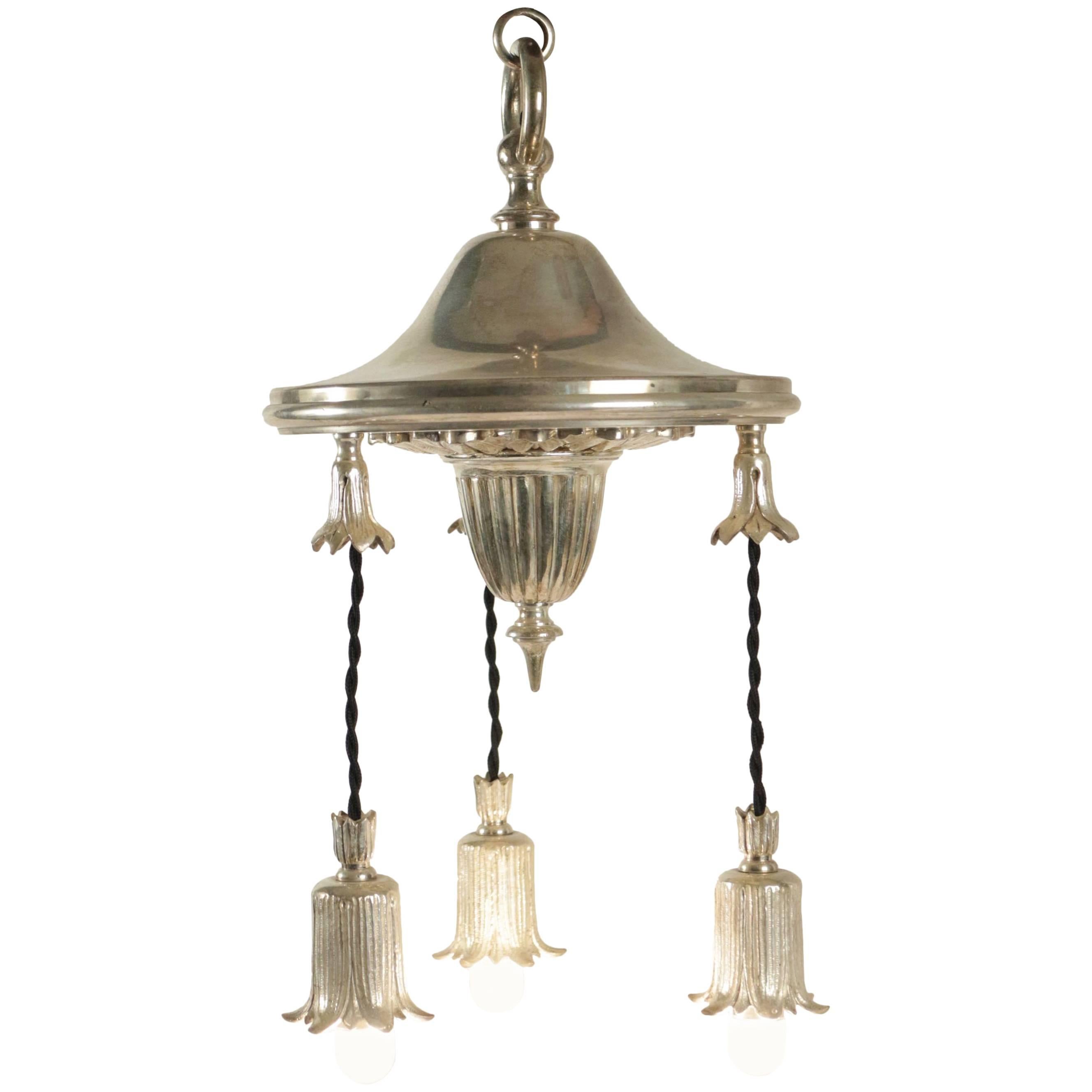Very Pretty French Light Fixture in Silver Plate