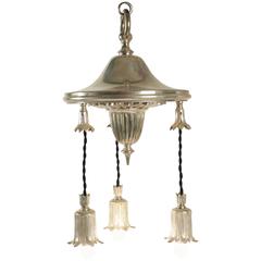 Antique Very Pretty French Light Fixture in Silver Plate