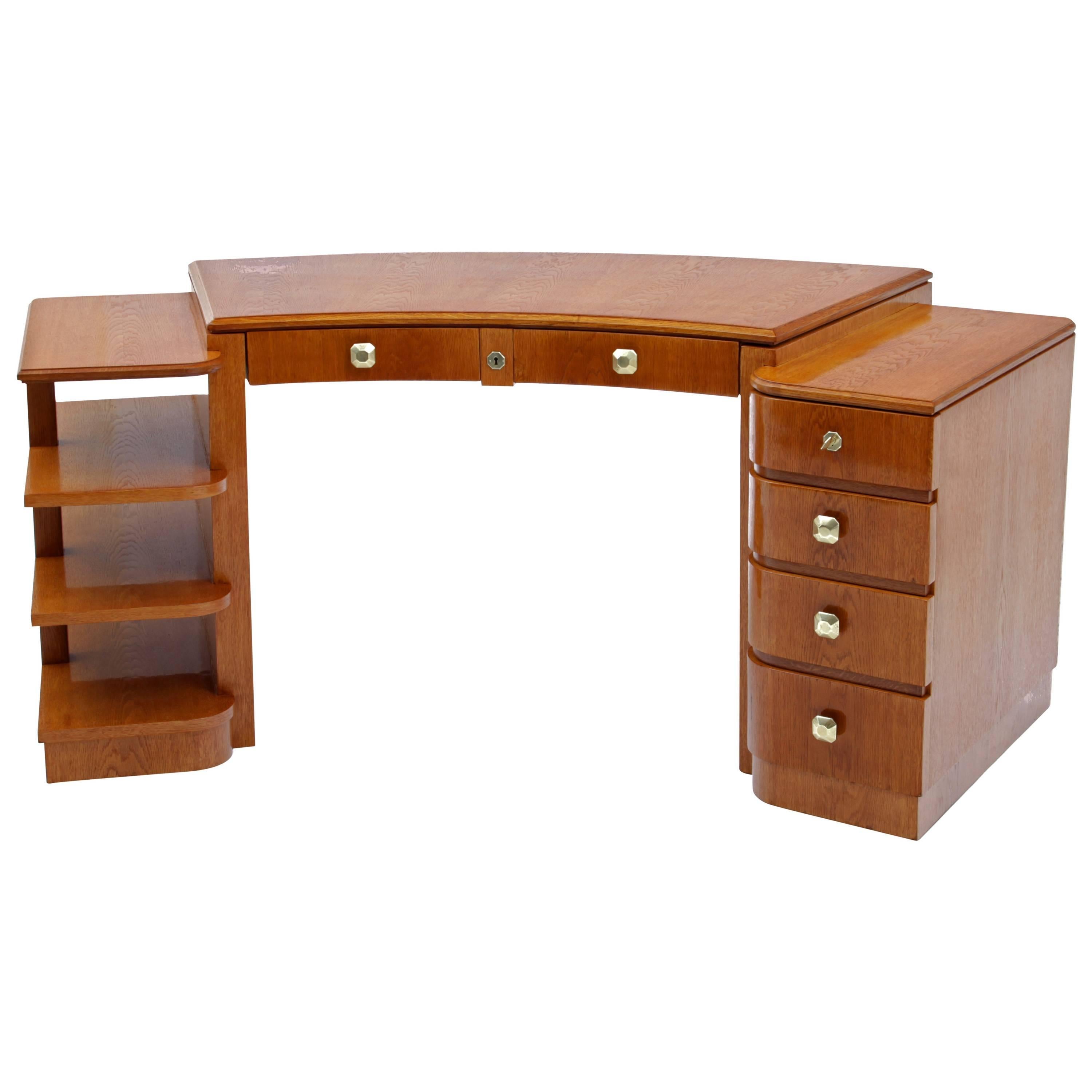 Curved Art Deco Desk, France, circa 1930 at 1stDibs