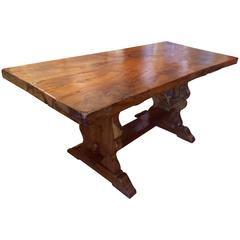 Extremely Rare Burled Yew Wood English Trestle Table