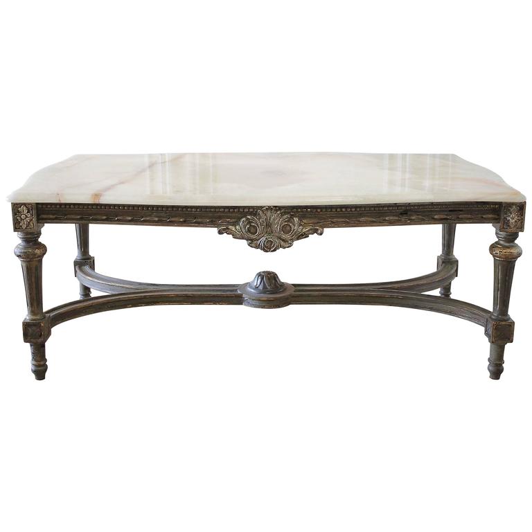 Louis Xvi Coffee Table : Louis XVI Style Coffee Table with Sainte Anne Marble Top - This piece has wonderful bronze decor and gallery.