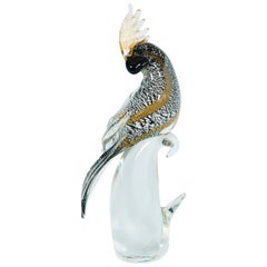 Italian Venetian Parrot Sculpture in Blown Murano Glass, by Alberto Donà, 1980s