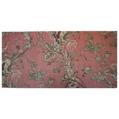  Birds and Roses Dusty Pink Linen Textile on Stretcher French 19th century