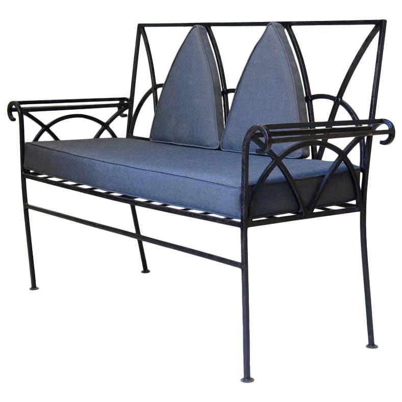 French Wrought Iron Settee, circa 1940s For Sale