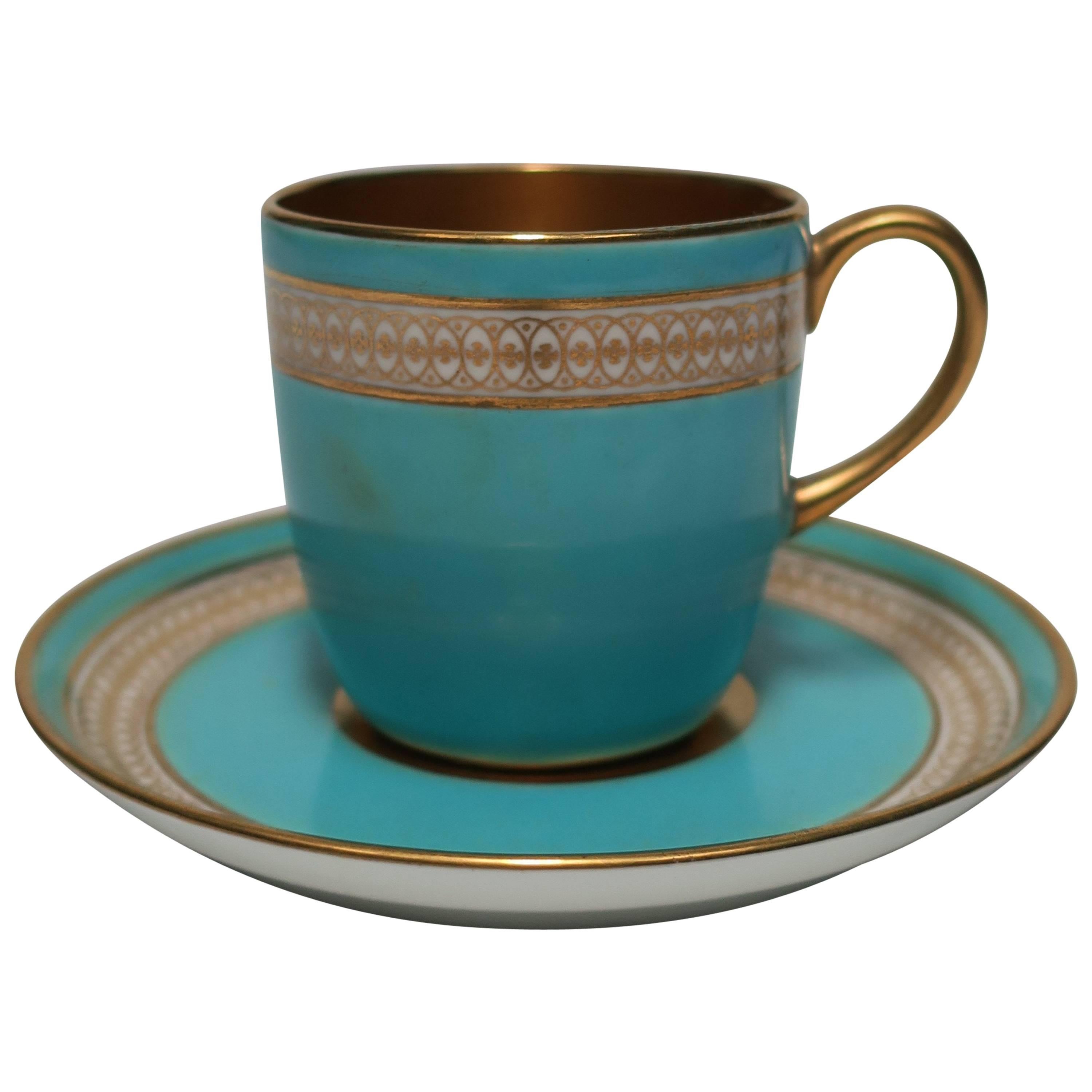 English 24-Karat Gold, Blue and White Espresso Coffee Cup 