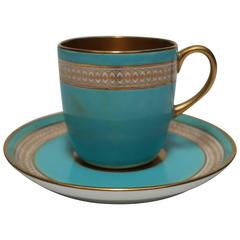 Antique English 24-Karat Gold, Blue and White Espresso Coffee Cup 