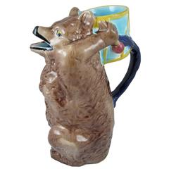 Joseph Holdcroft English Majolica Bear and Drum Circus Theme Pitcher/Jug