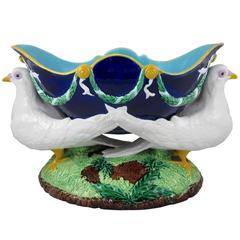 George Jones English Majolica Peace Doves Rococo Revival Centerpiece, circa 1875