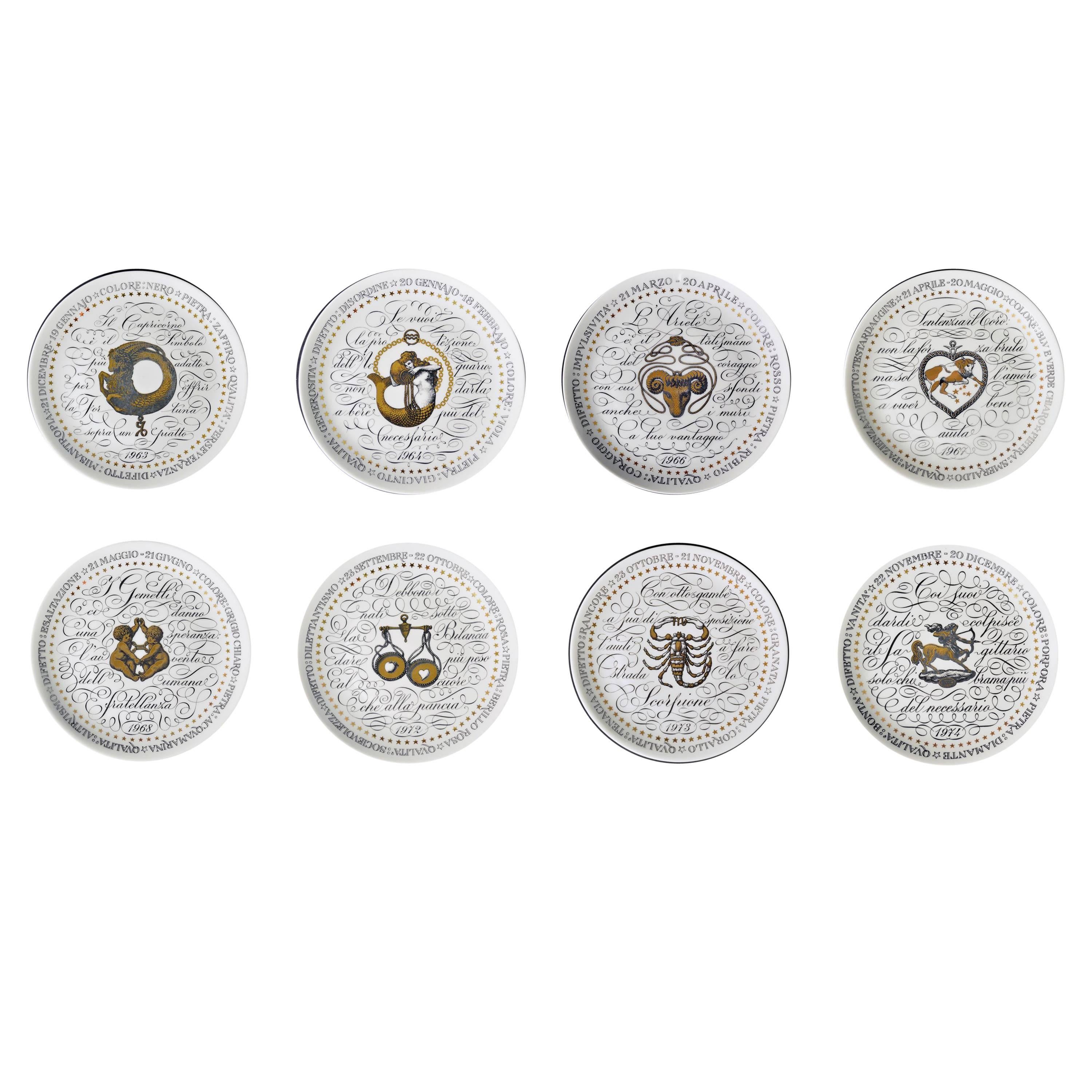 Piero Fornasetti Set of Eight Astrological Plates, Serie Zodiaci
