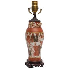 19th Century Canton Porcelain Lamp on Rosewood Base