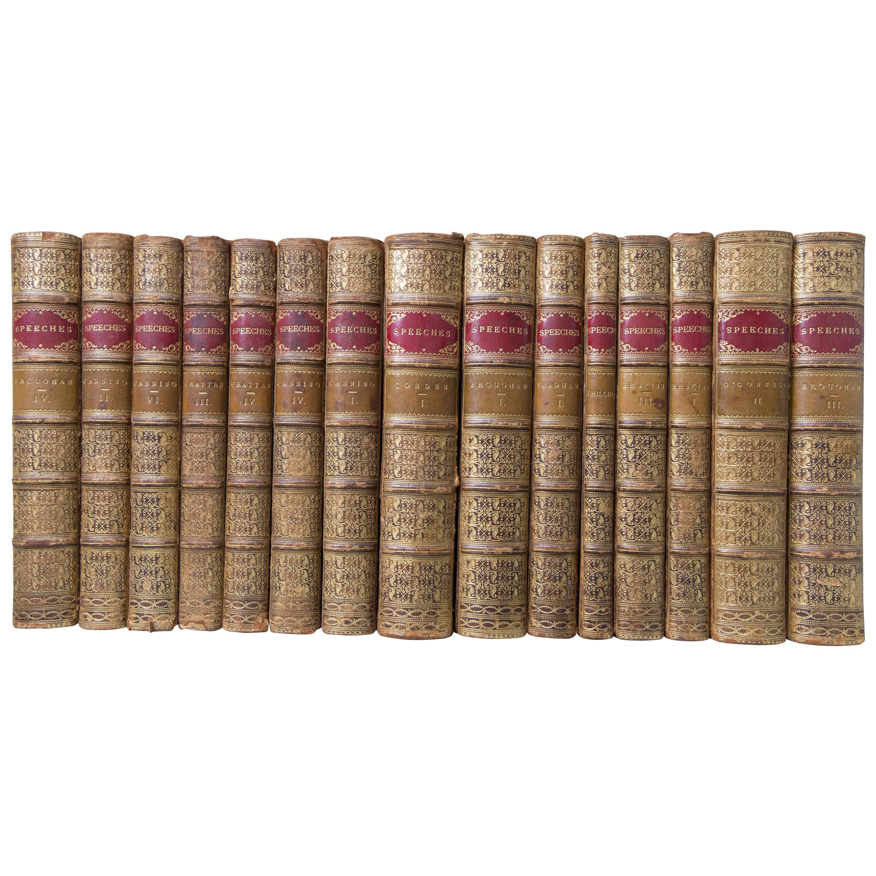 19th Century Tree Marbled Calf Bound Books- 29 Volumes For Sale