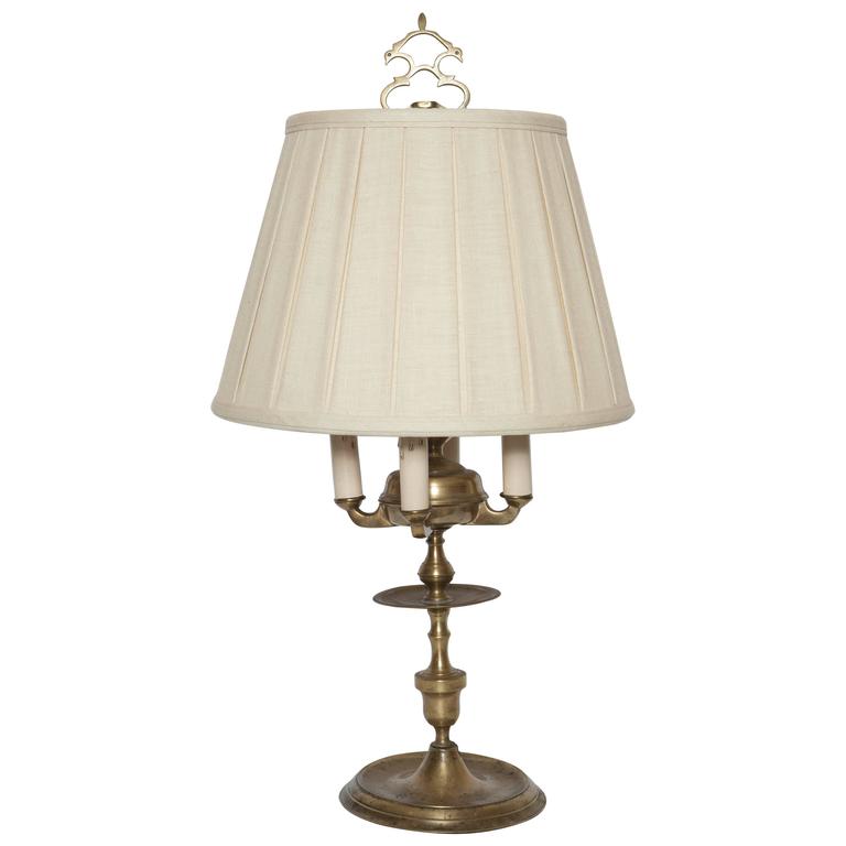 Brass Candelabra Style Lamp with Shade For Sale at 1stdibs