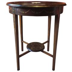 Antique Circular Side Occasional Table Edwardian Mahogany Wedgwood