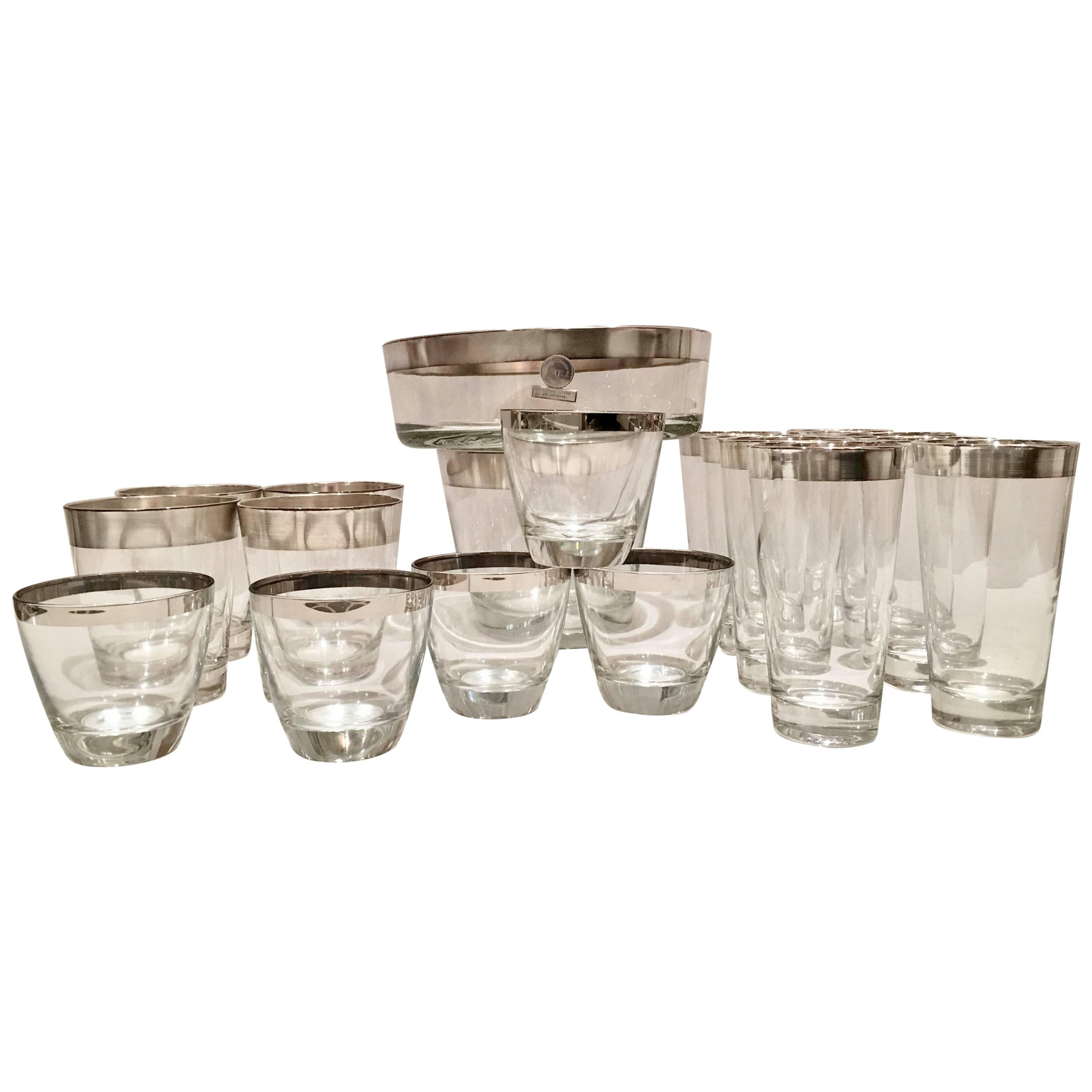 Dorothy Thorpe Sterling Silver Overlay Drinks Set of 19 Pieces
