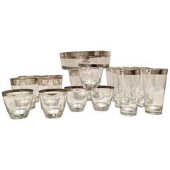 Retro Dorothy Thorpe Sterling Silver Overlay Drinks Set of 19 Pieces