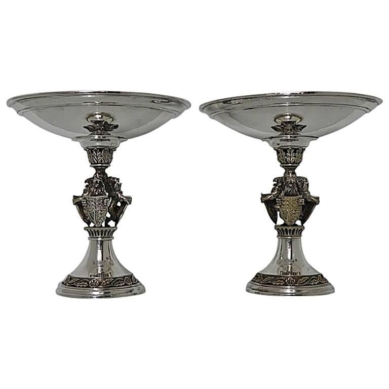 Pair of Sterling Silver Commemorative Comports/Tazzas London 1985 Hector Miller For Sale