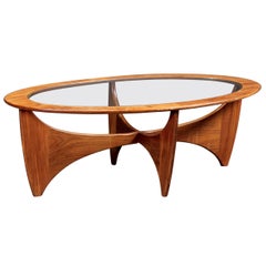 Ovaler Astro Teak Couchtisch mit Glasplatte von G-Plan