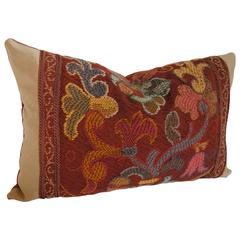 French Hand-Loomed Woolwork Pillow, Late 19th Century 10
